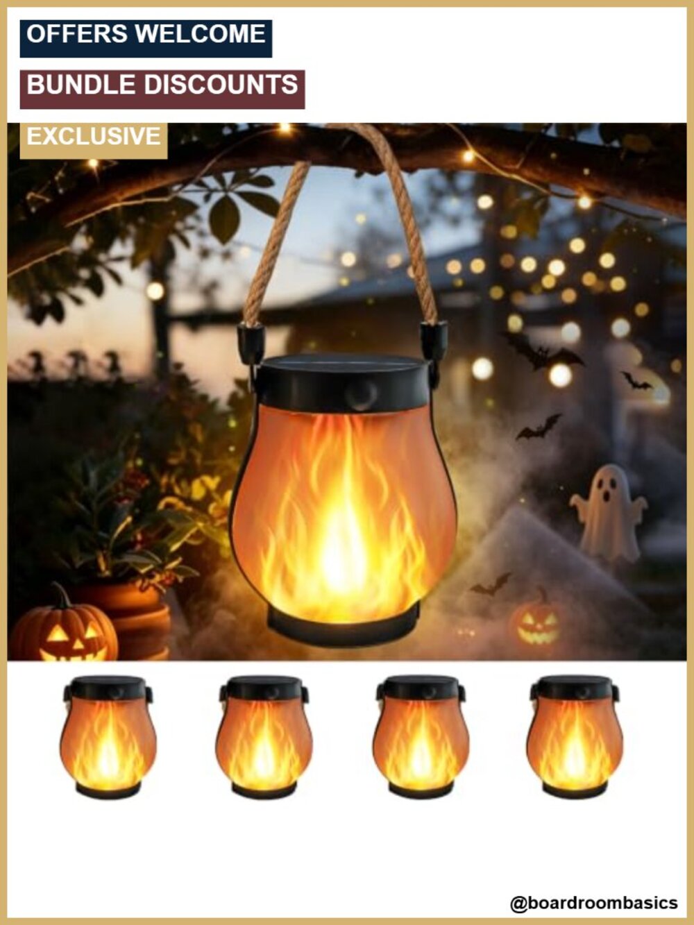 4 Pack Gen2 Solar Lanterns Waterproof Hanging Flame Light Outdoor